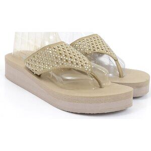 Skechers Yoga Foam Women's 9 Bling Flip Flop Thong Platform Beach Sandal